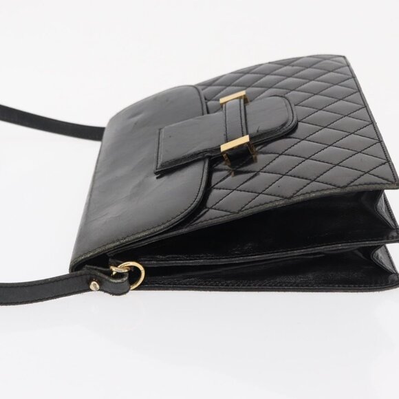 Authentic SAINT LAURENT Shoulder Bag Leather Black Gold - Picture 12 of 16